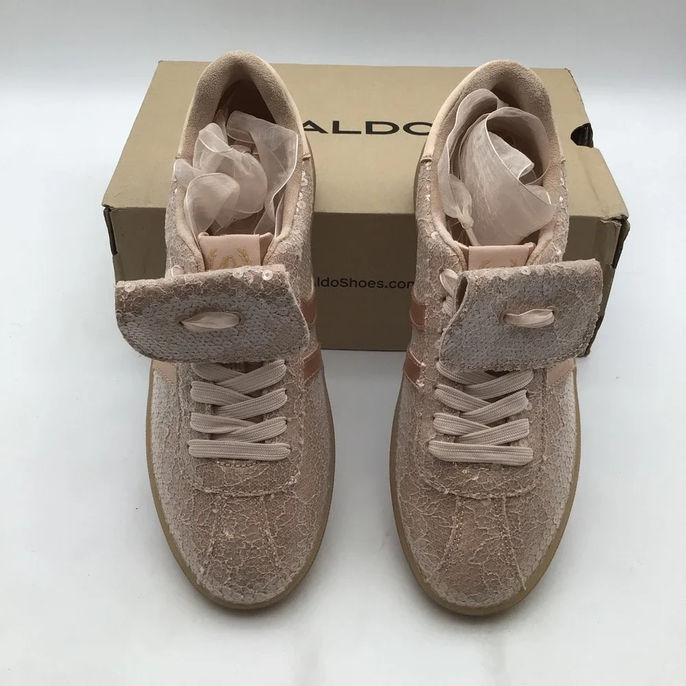 ALDO‎ ITSneaker Sport Club Women Lace Sequin Sneakers Rose Gold Size 9 NEW